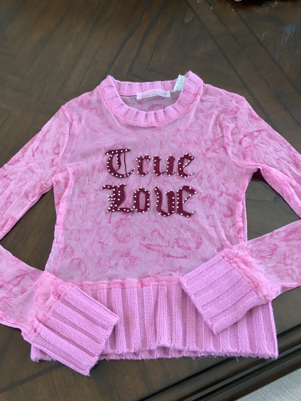 Pink 'True Love' Long-Sleeve Graphic Top